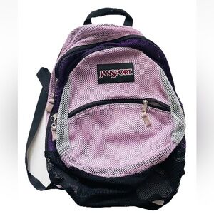 JanSport | Vintage Lavender Purple and Gray Mesh Backpack Y2K Rare Book Bag